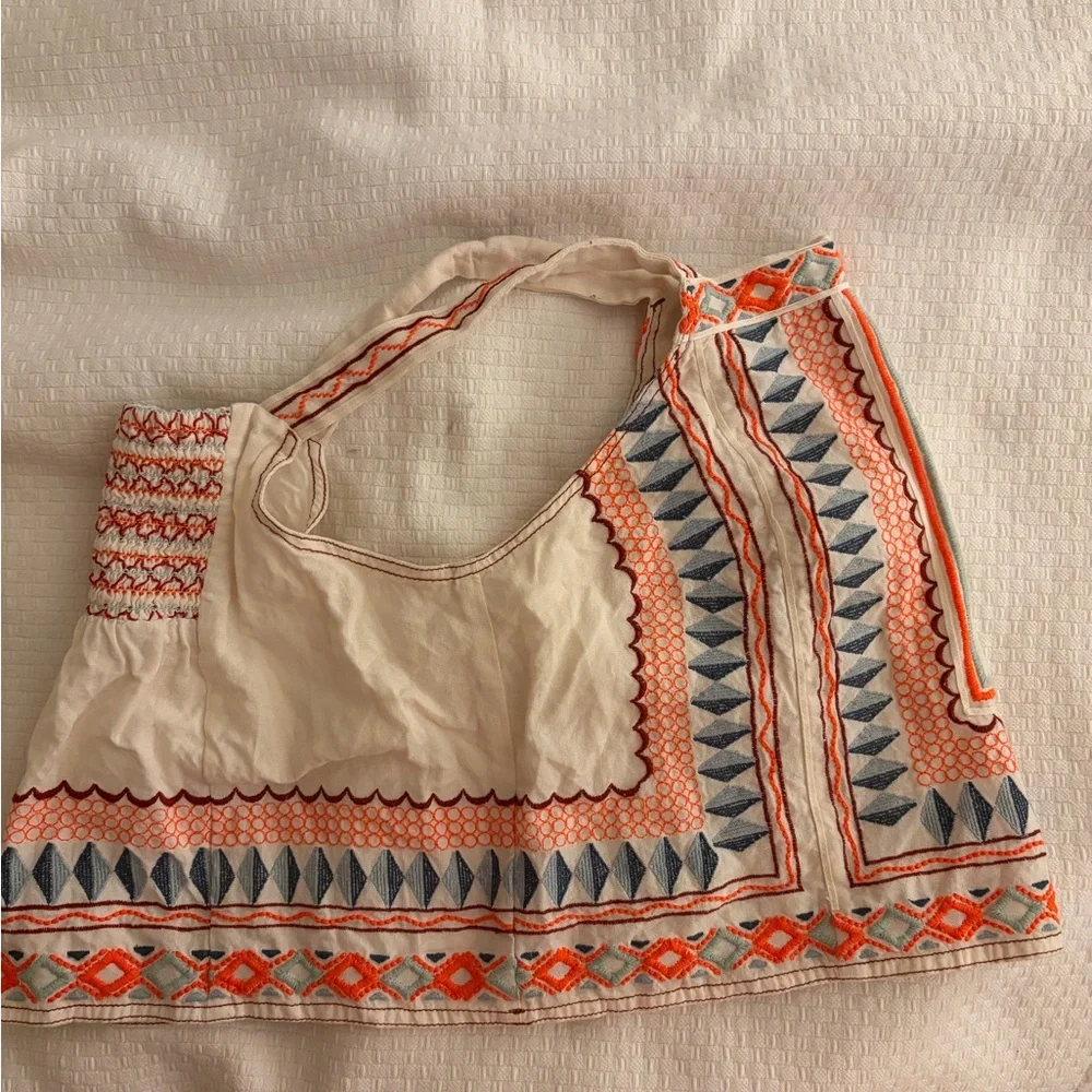 Anthropologie Islander Blouse - Cream, Orange, Blue - Picture 4 of 4